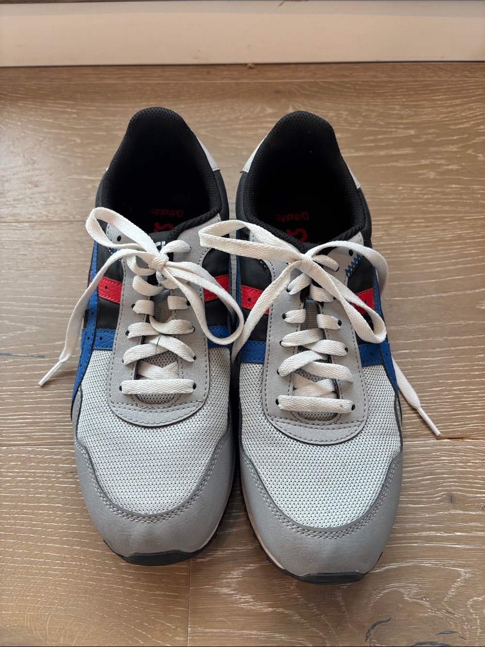 Asics Men's Gray Sneakers with Blue & Red Details - Picture 2 of 5